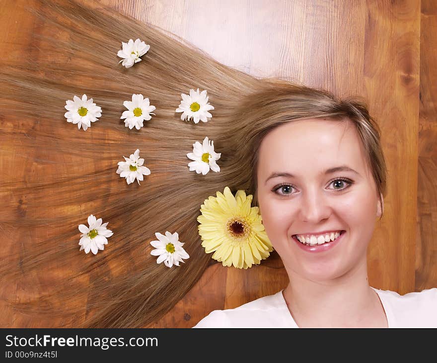 Close up of beautiful face with long hair. Close up of beautiful face with long hair