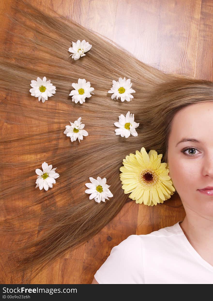 Close up of beautiful face with long hair. Close up of beautiful face with long hair