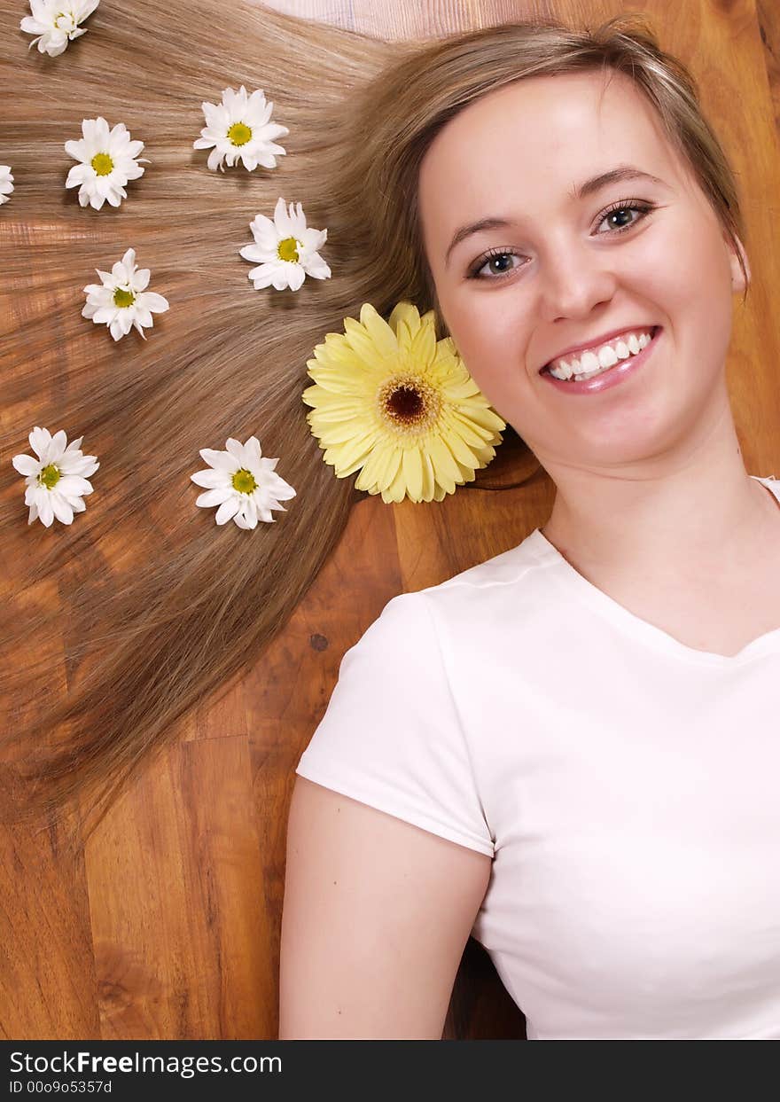 Close up of beautiful face with long hair. Close up of beautiful face with long hair