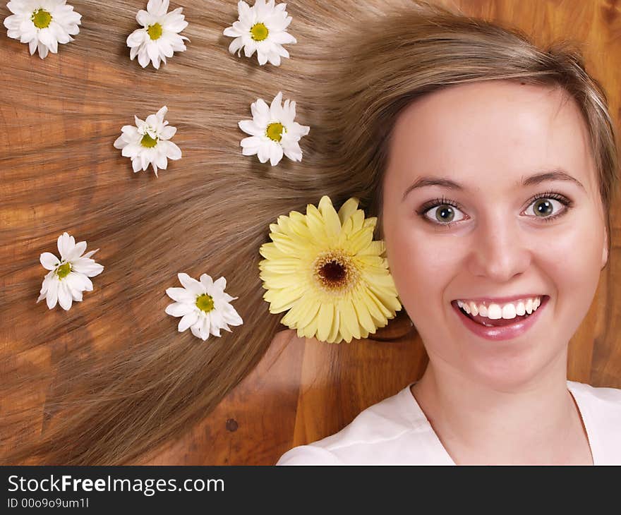 Close up of beautiful face with long hair. Close up of beautiful face with long hair