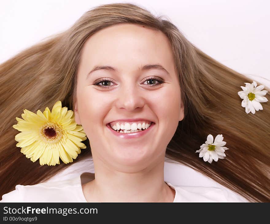 Close up of beautiful face with long hair. Close up of beautiful face with long hair