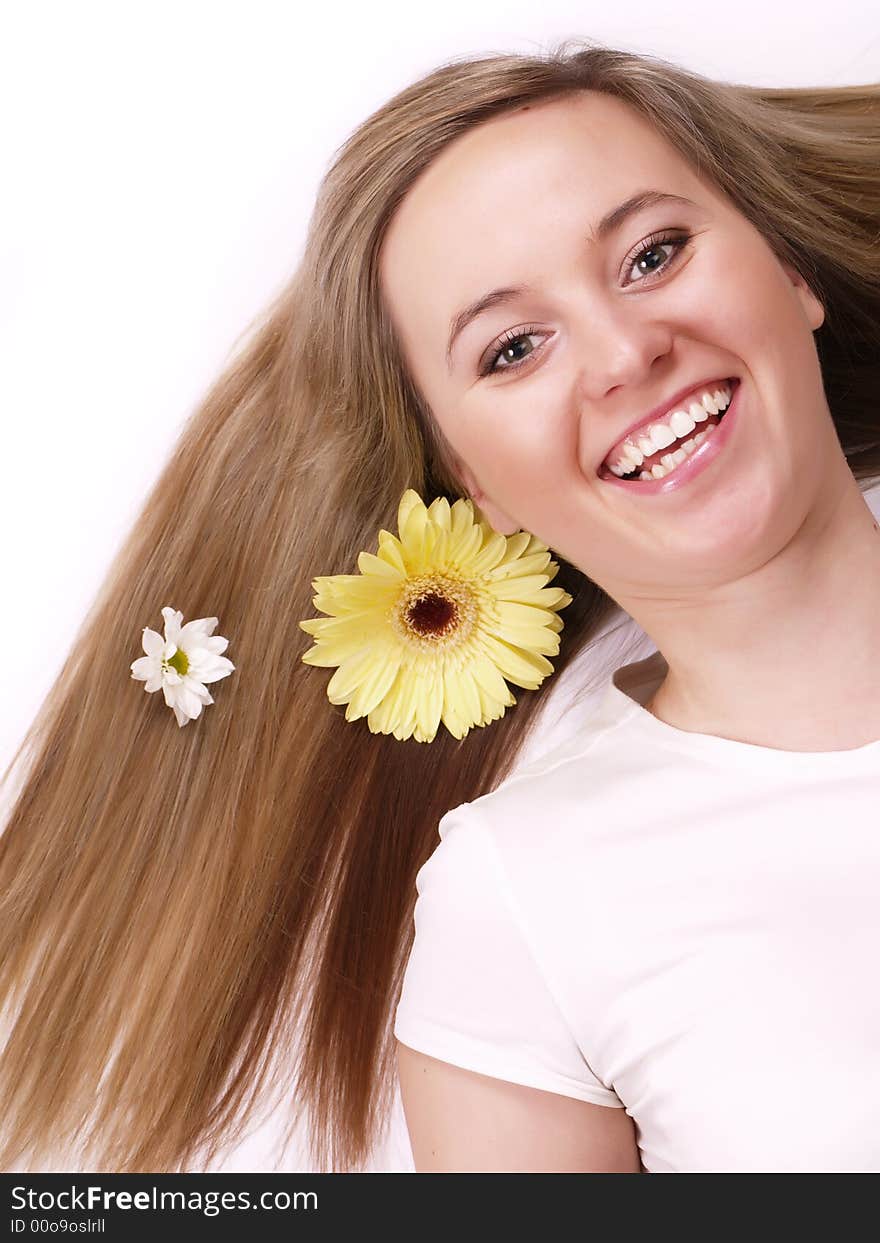 Close up of beautiful face with long hair. Close up of beautiful face with long hair