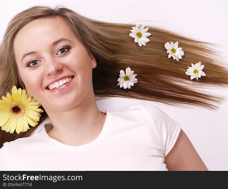 Close up of beautiful face with long hair. Close up of beautiful face with long hair