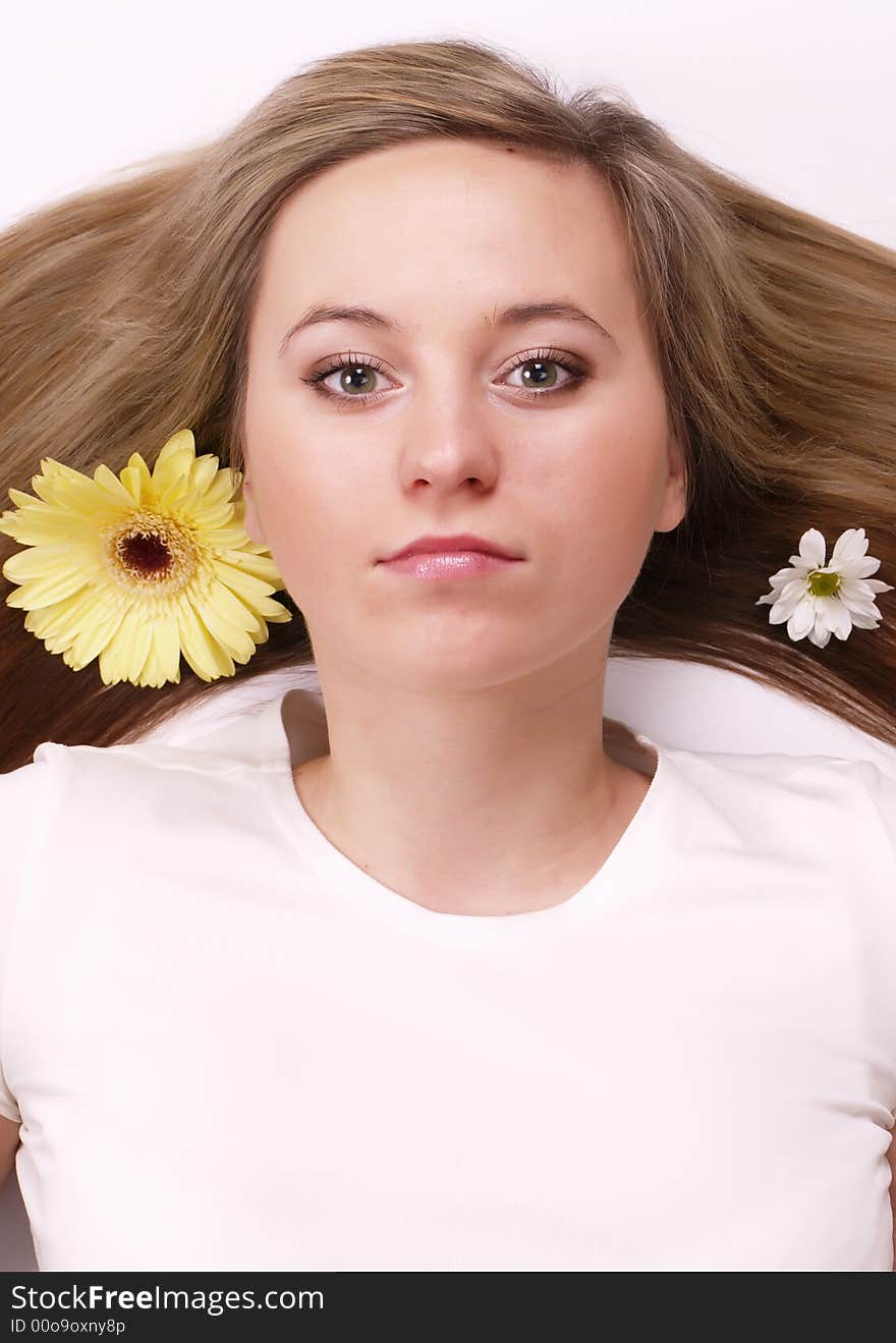 Close up of beautiful face with long hair. Close up of beautiful face with long hair