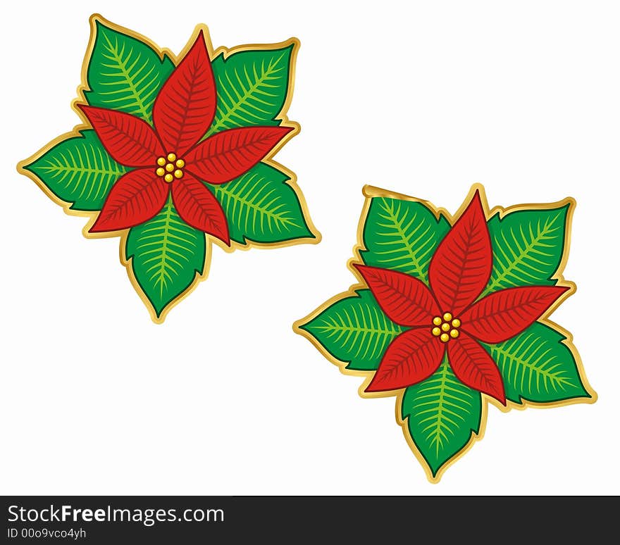 Christmas poinsettia sticker