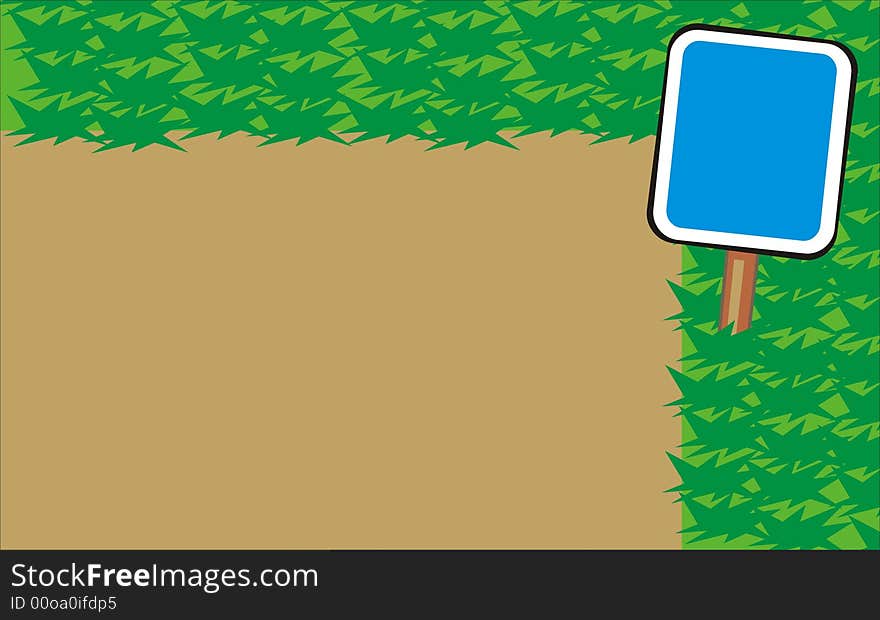 Art illustration: background with grass and a blue plate. Art illustration: background with grass and a blue plate