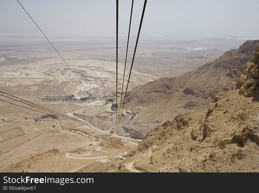 View of the way down from a cable car, Masada, Israel