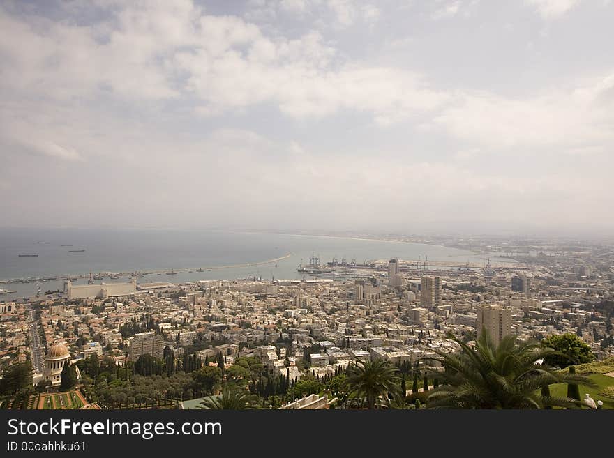 View of Haifa from the Baha'i gardens