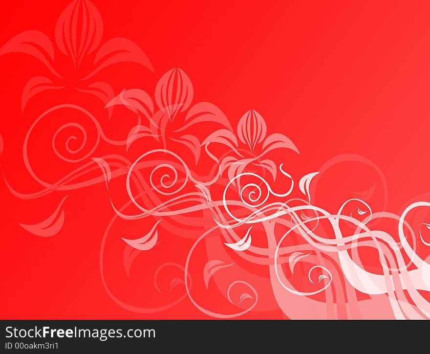 Floral decoration in red for a colorful background. Floral decoration in red for a colorful background