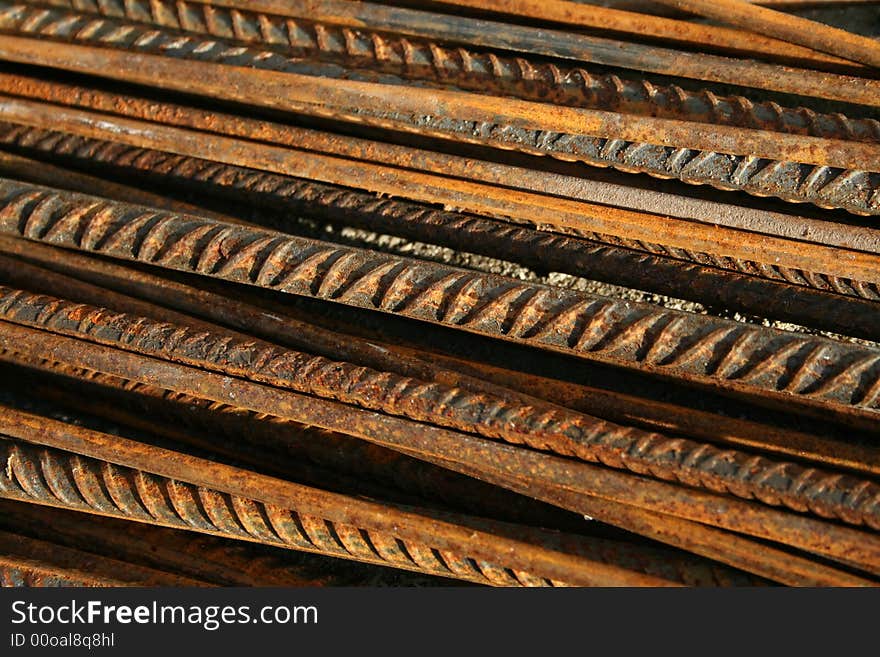 Close - up of steel bars for concrete reinforcing. Close - up of steel bars for concrete reinforcing