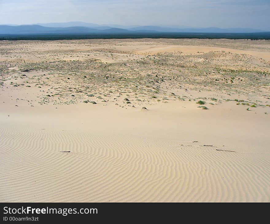 Chara sands. Desert landscape sand sun