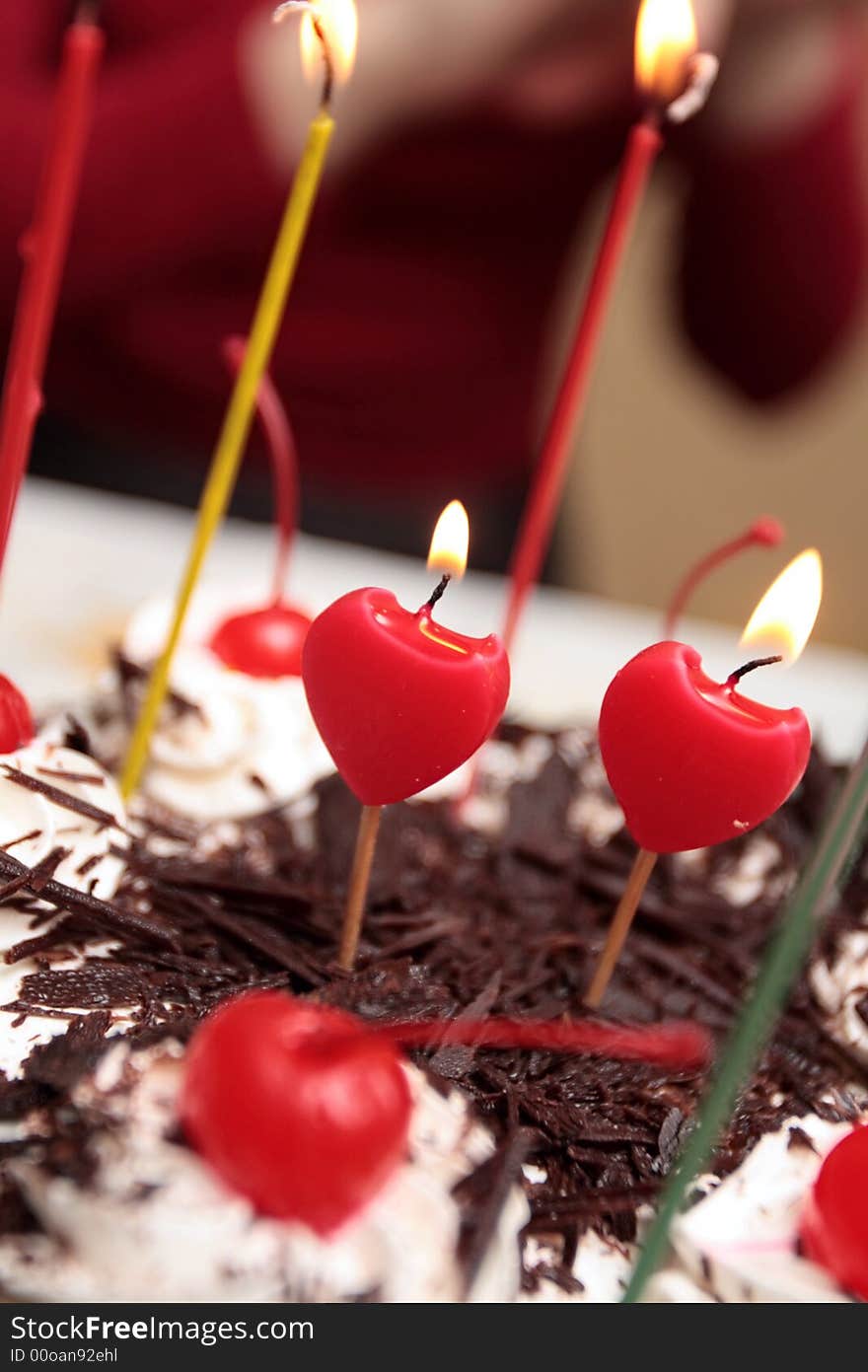 The cake wiht candles to celebrate the occasion