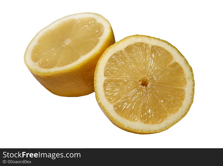 Fresh lemon fruit on a white background.