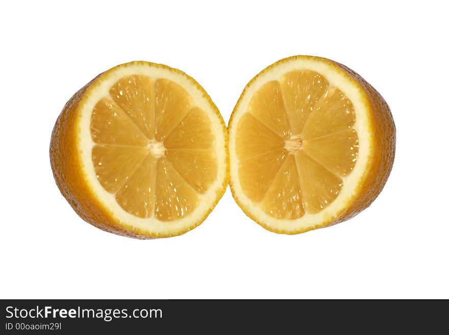 Fresh lemon fruit on a white background.