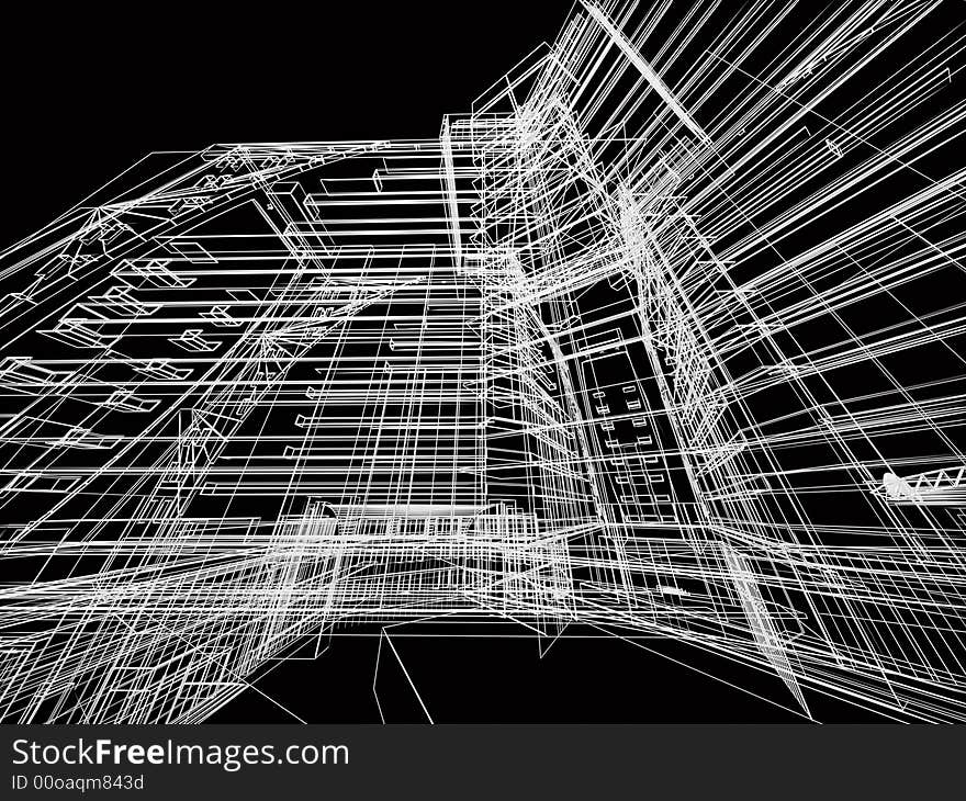 Architectural abstraction on a black background. Architectural abstraction on a black background