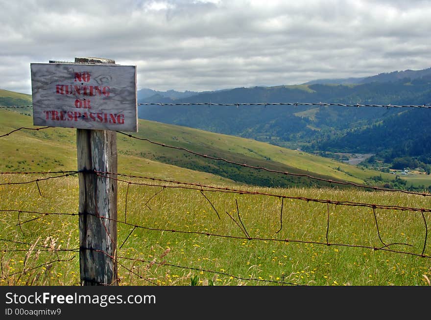 Rolling Hills With A No Hunting Sign