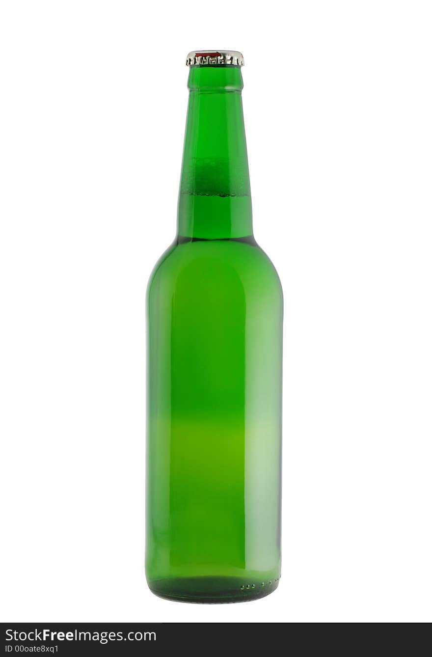 Bottle of beer. Isolated on a white background without labels