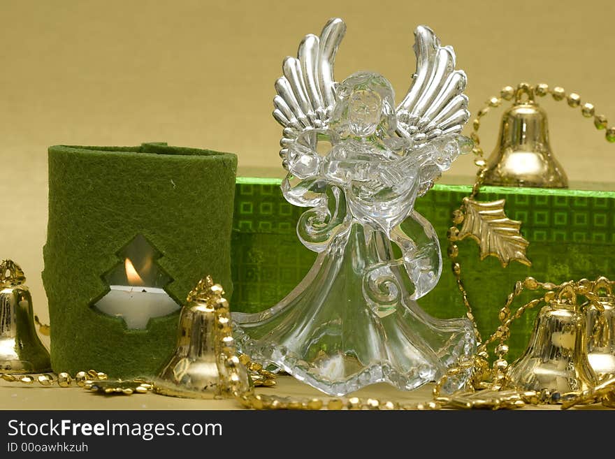 Angel With Candle And Gift Box