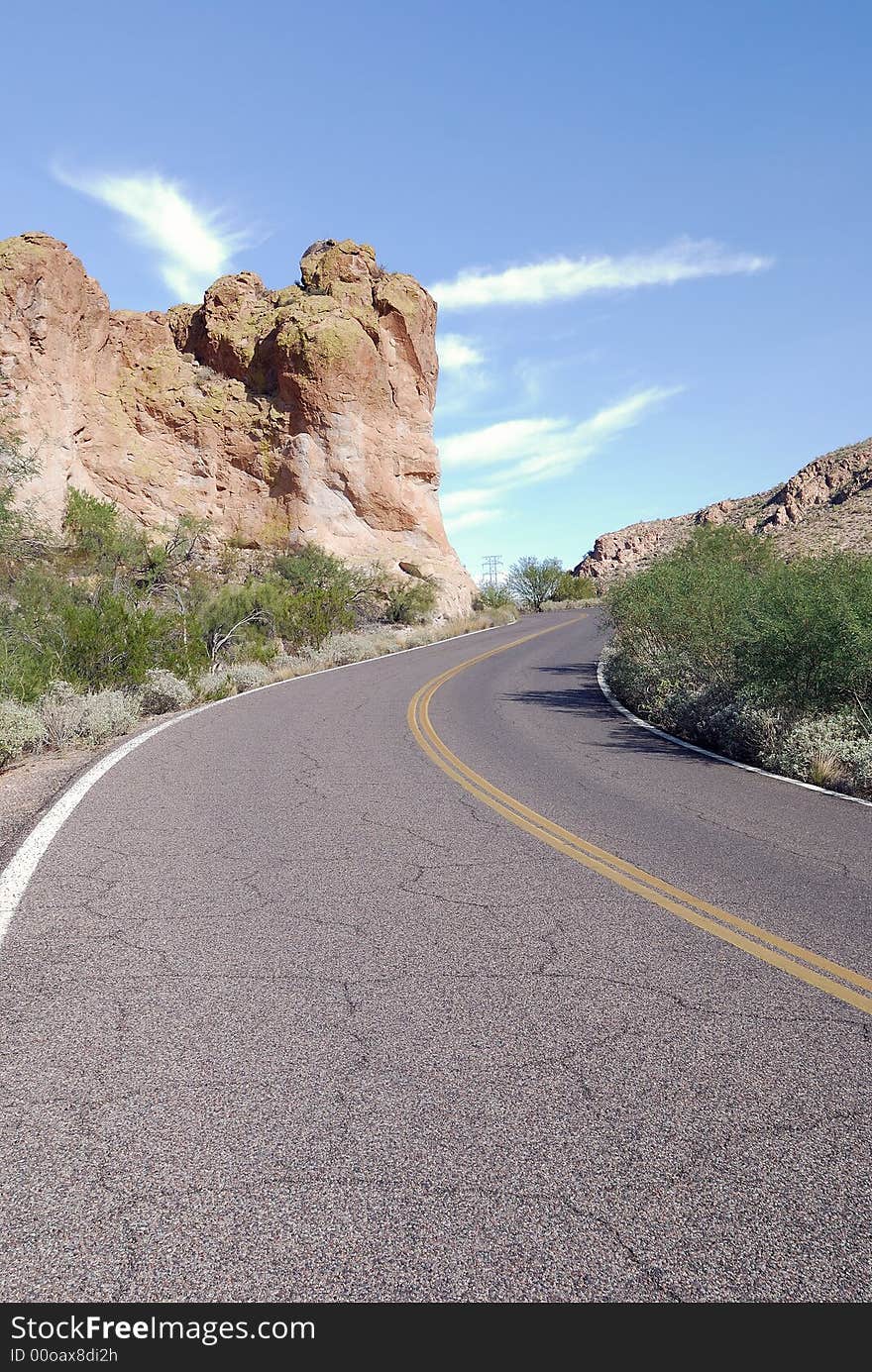 Road at the Apache Trails in Arizona. Road at the Apache Trails in Arizona