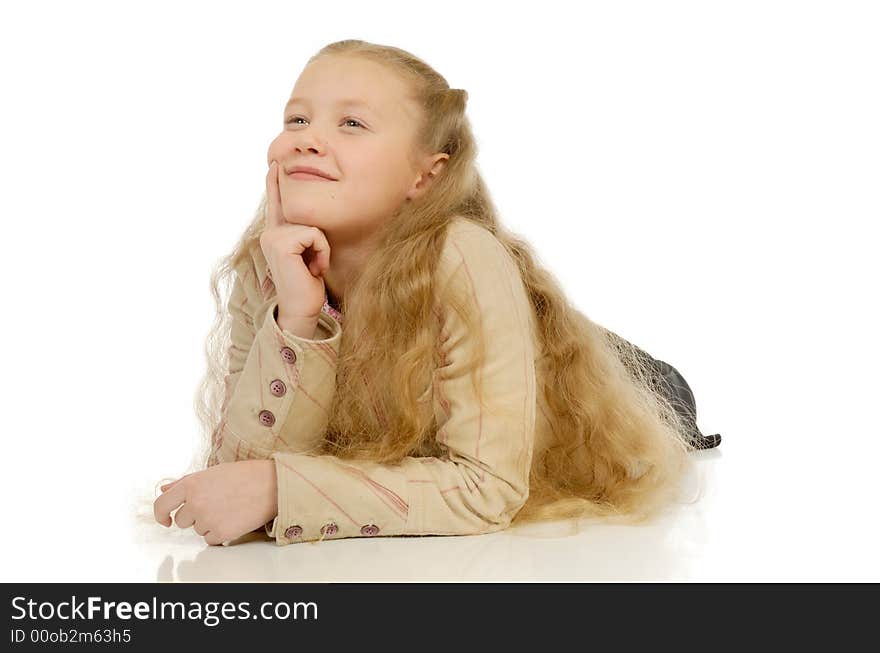 The schoolgirl with long beautiful blond hair