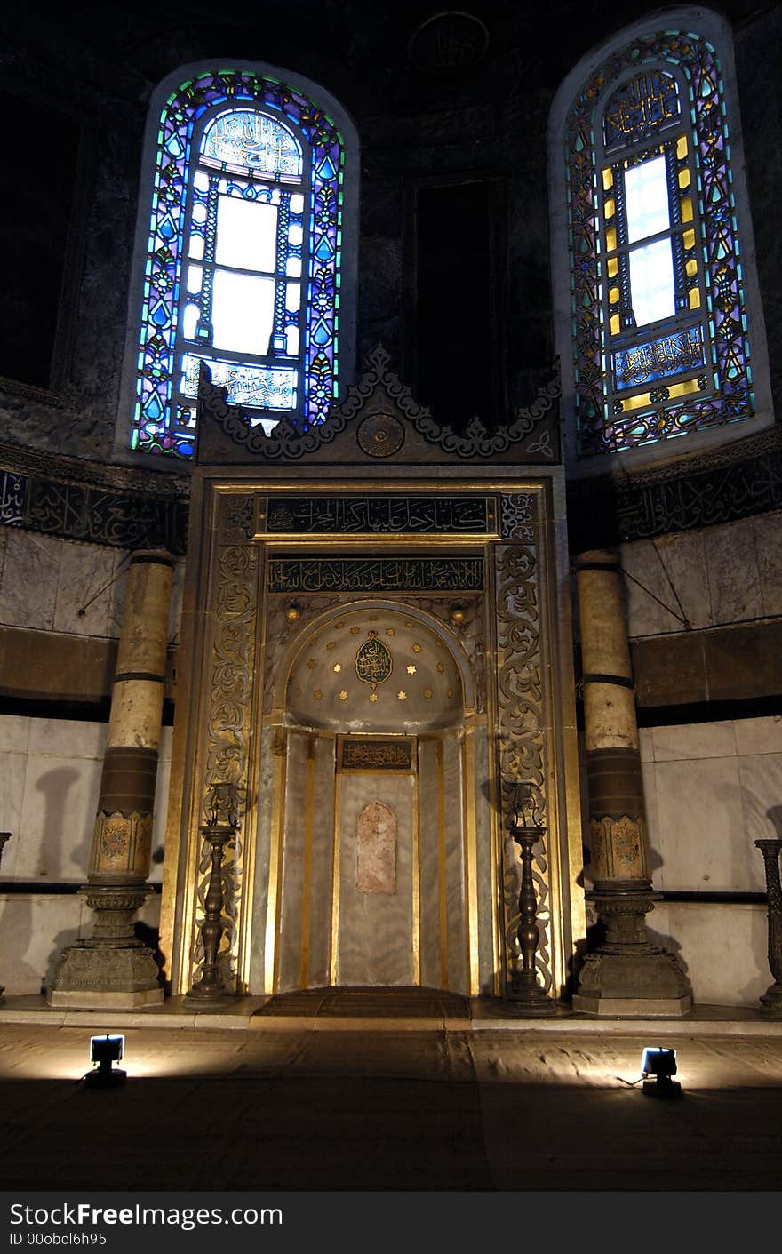 Islamic mihrab in Hagia Sophia`s interiors