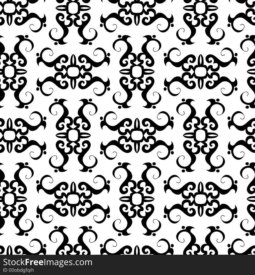 Seamless black ornament vector pattern. Seamless black ornament vector pattern