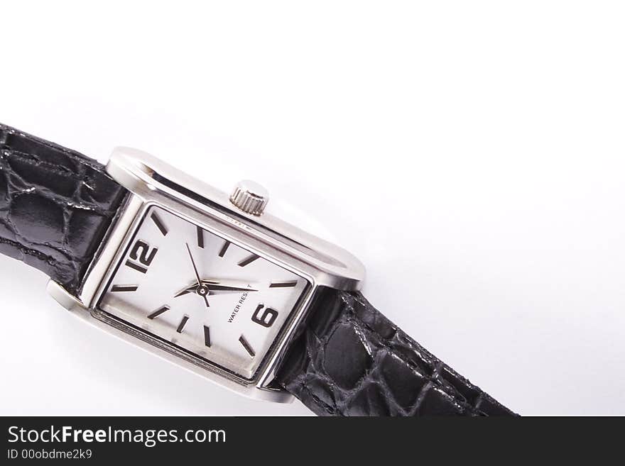 Classic woman's watch on white background