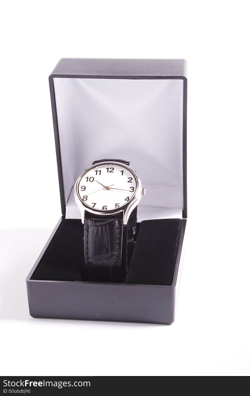 Classic man's watch in black box