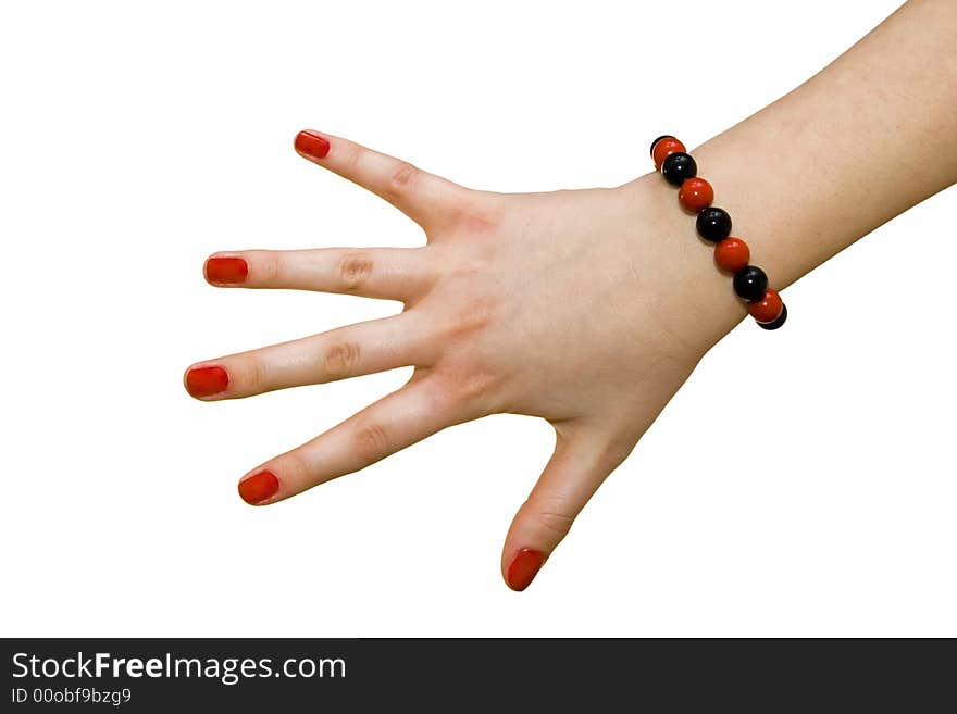 Young hand on the white background. Young hand on the white background