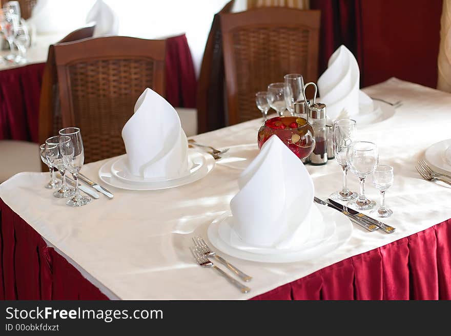 The served table before a holiday at restaurant