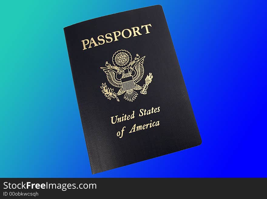 A US passport on blue background