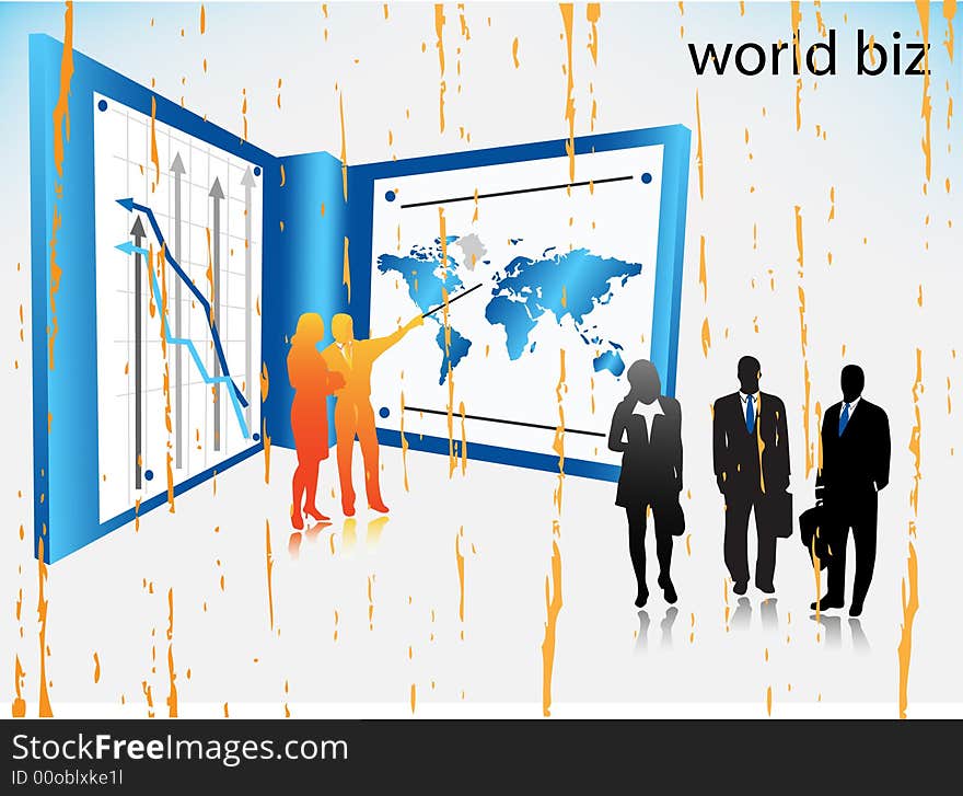 Illustration of business people...world biz