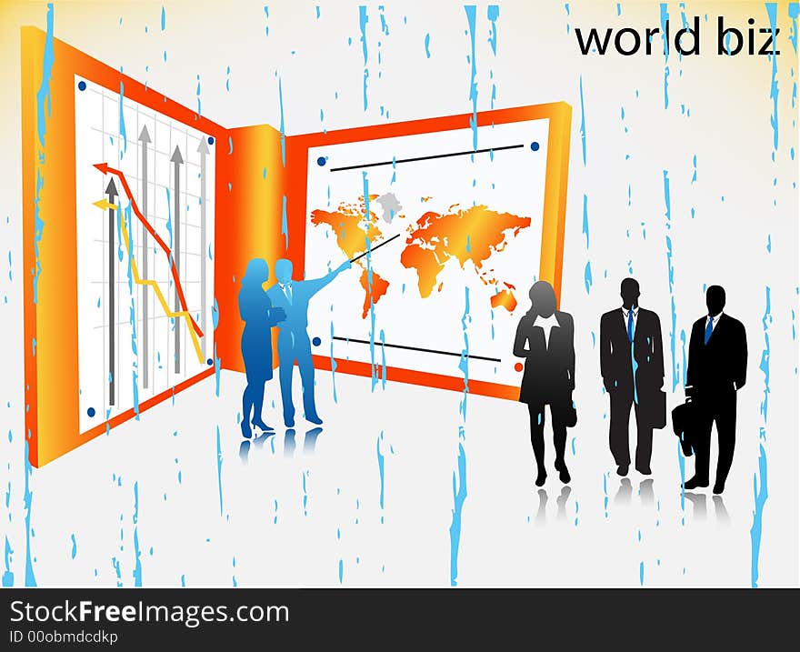 Illustration of business people...world biz