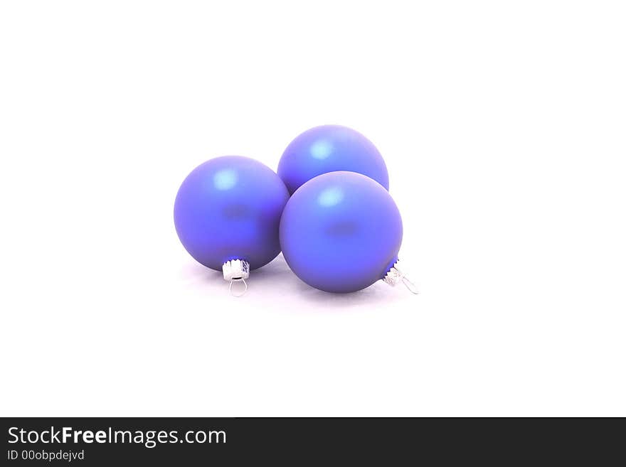 Three blue christmas balls