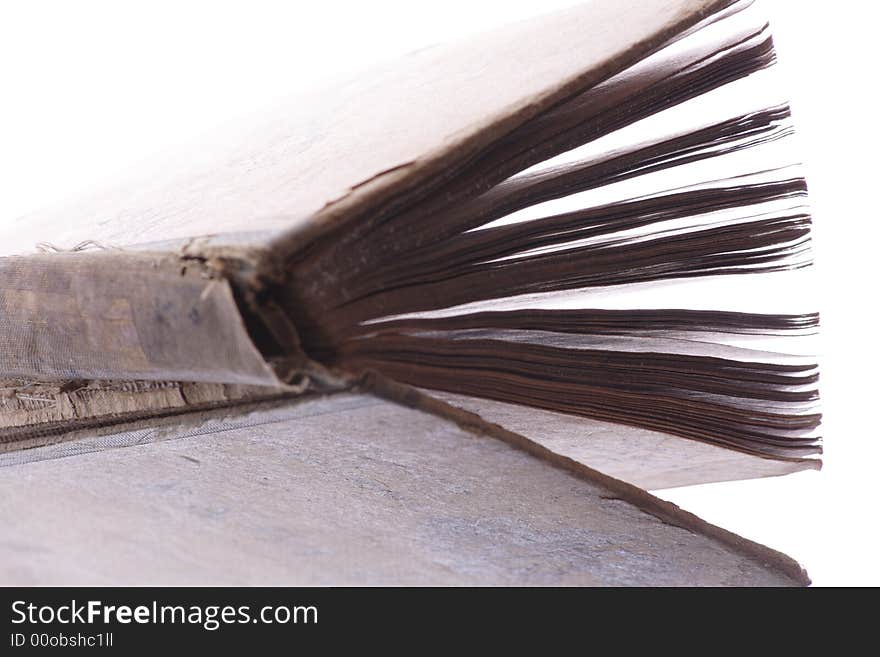 Old damaged book on a white background. Old damaged book on a white background