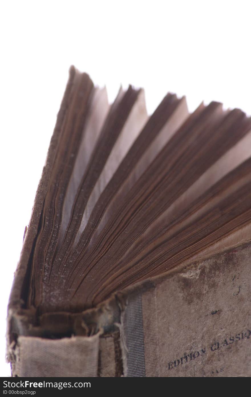 Old damaged book on a white background. Old damaged book on a white background