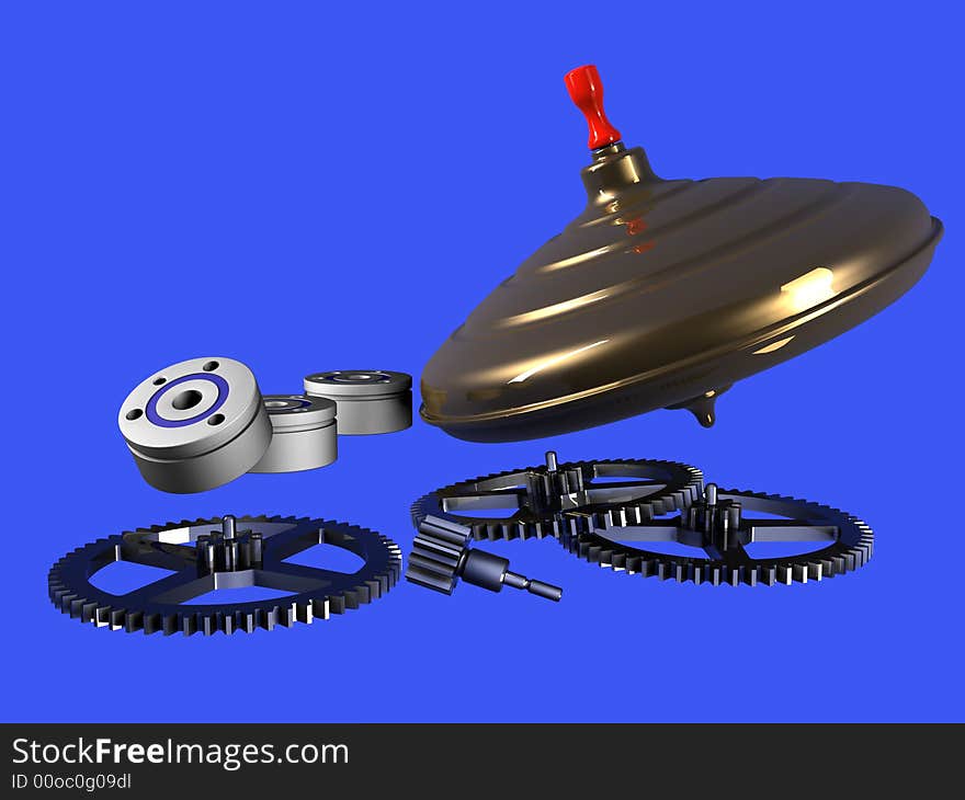 Solid of revolution, whirligig, ball bearing, cog-wheel 3D model