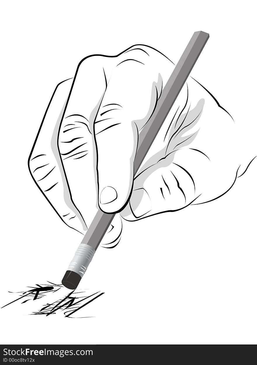 Illustration for the erasing with pencil eraser