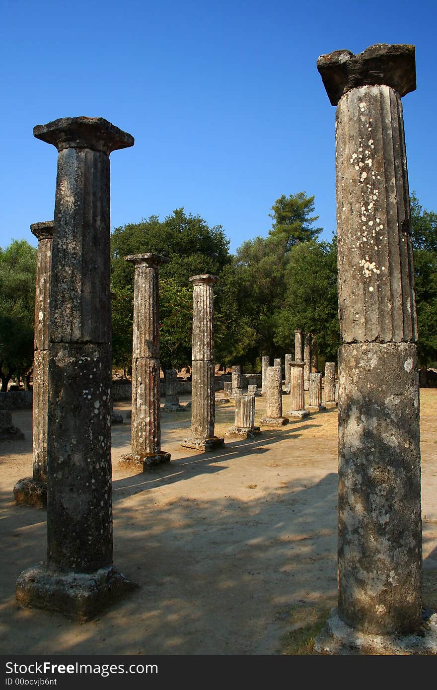 Temple pillars in Olympia, Greece