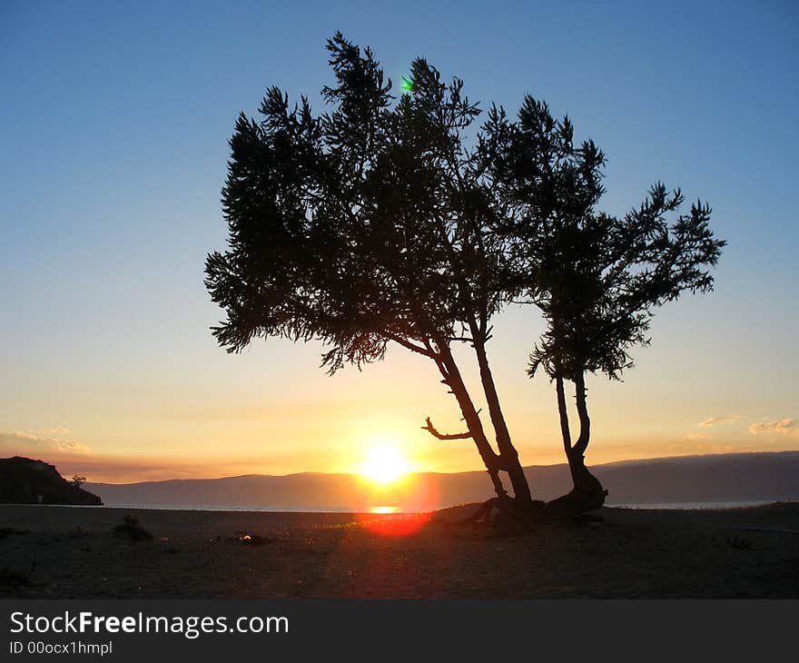 Sunset over the Baikal lake. Sunset over the Baikal lake