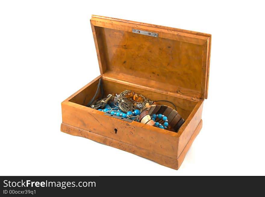 Casket with ornaments on a white background