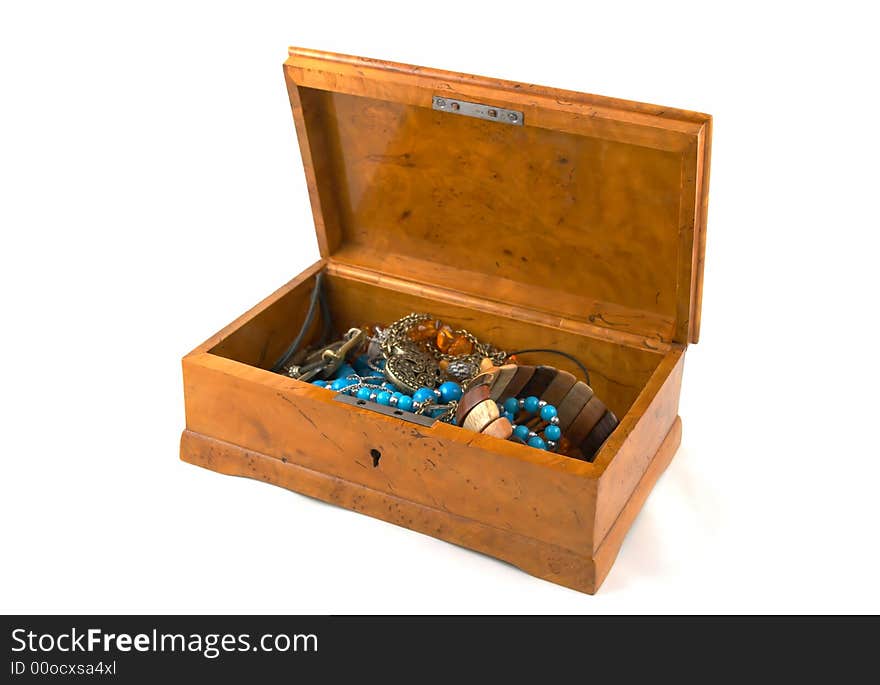 Casket with ornaments on a white background