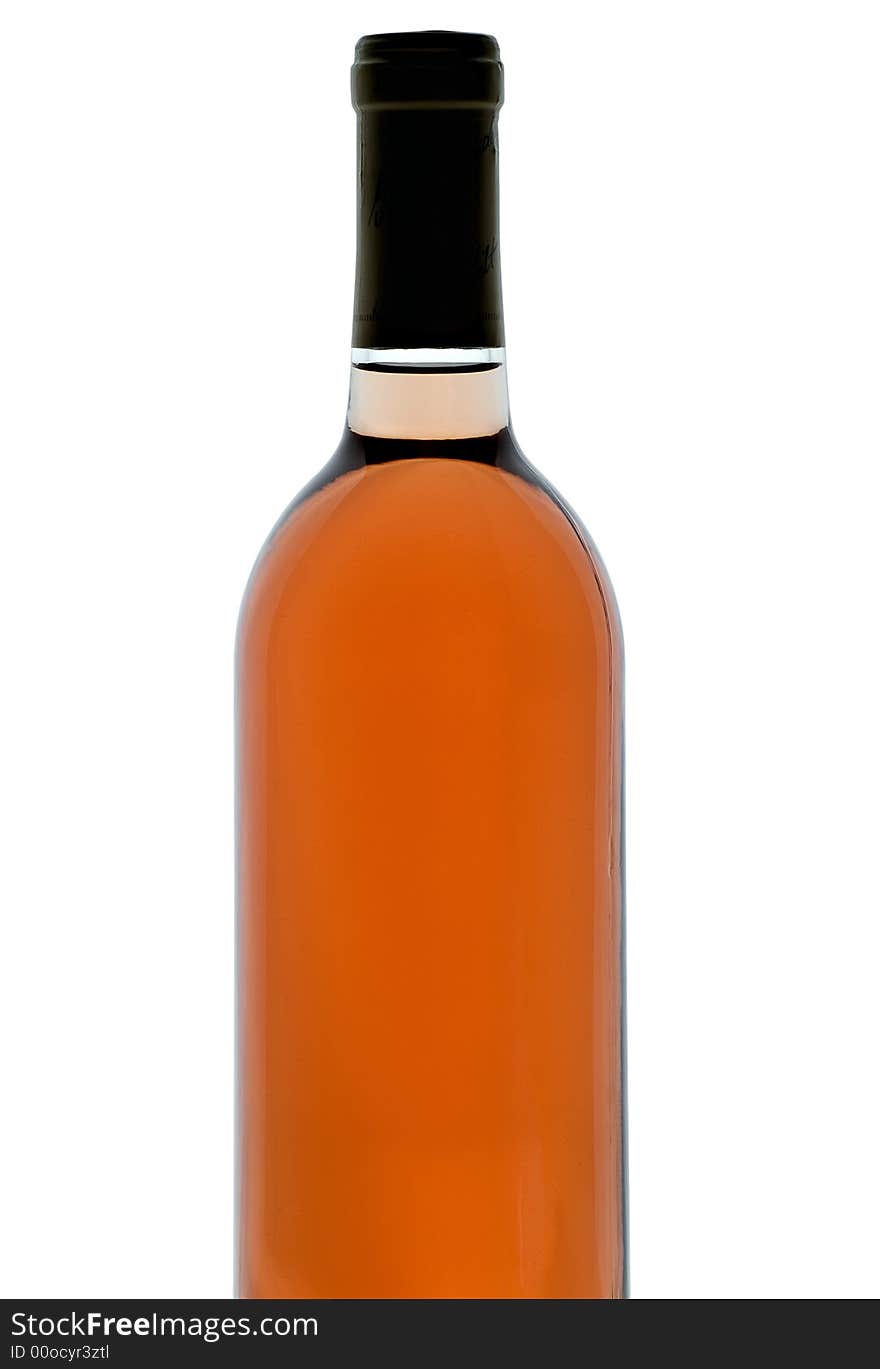 Single bottle of backlit blush wine