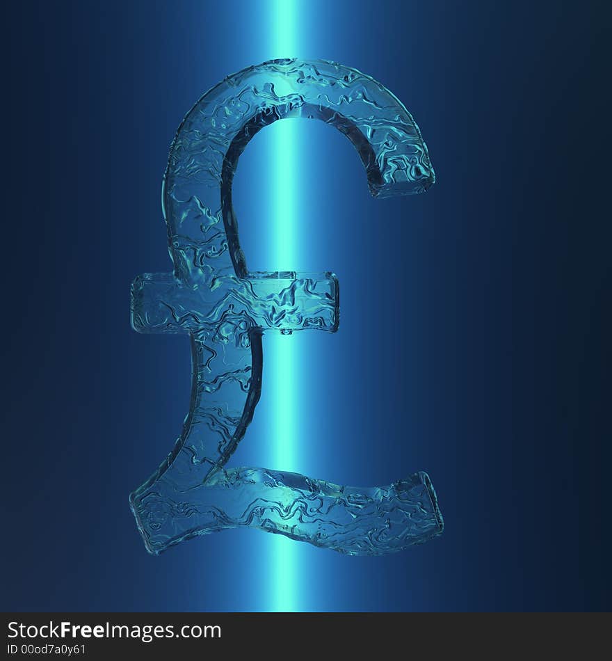 An illustration of an illuminated British Pound sign with an icy appearance.