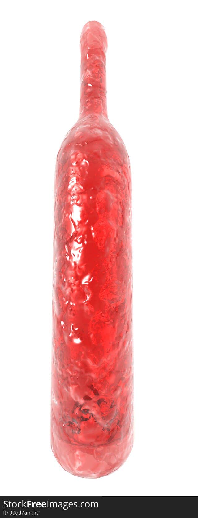 An illustration of a red bottle isolated on a white background.