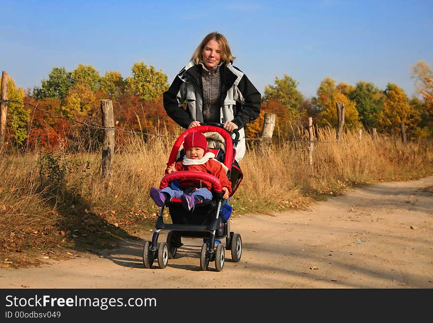 Mother and son in the park