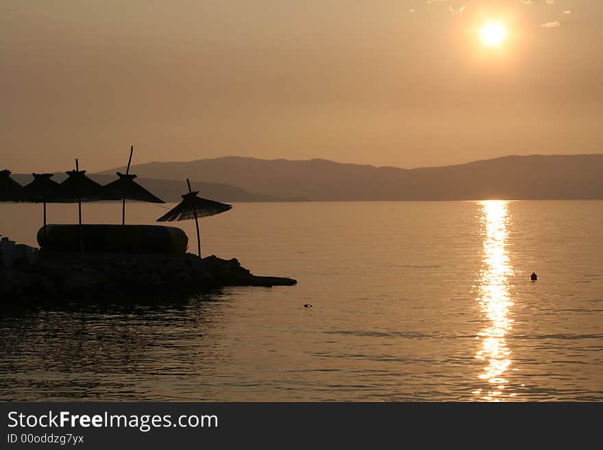 Mediterranean sunset with tropic atmosphere