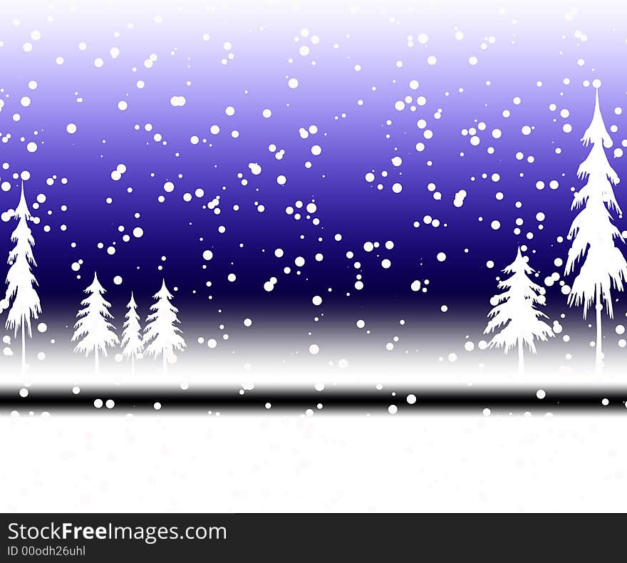 Winter background with blue sky and snow.