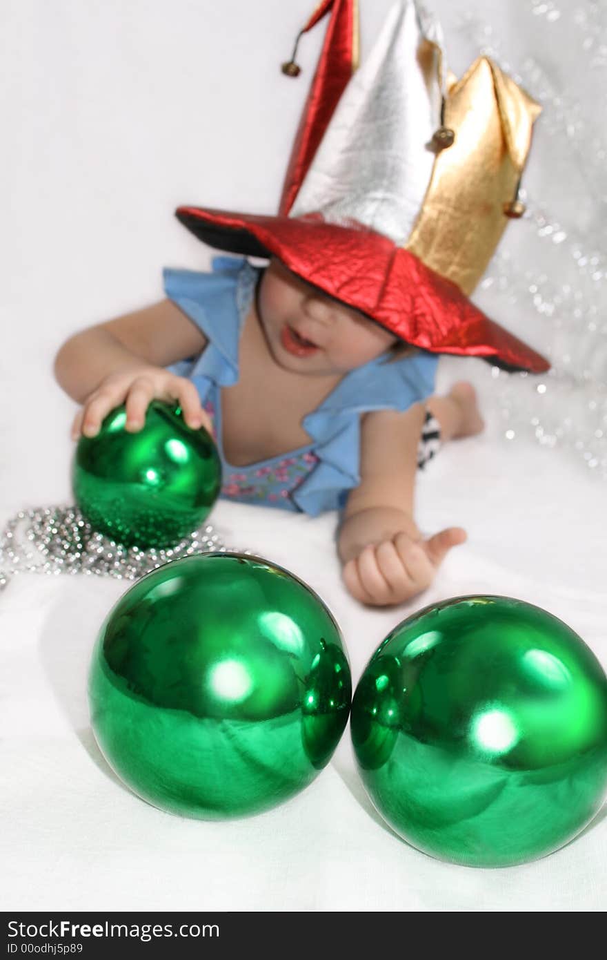 Beautiful little girl with christmas decoration