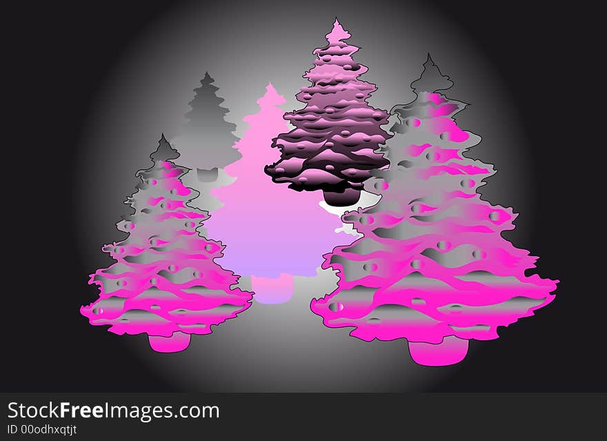 Lots of christmas trees on a black background